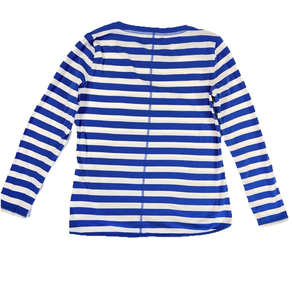 Talbots FRESH JERSEY TEE Women's Blue White Striped stretch Top Shirt Size M - Picture 5 of 12